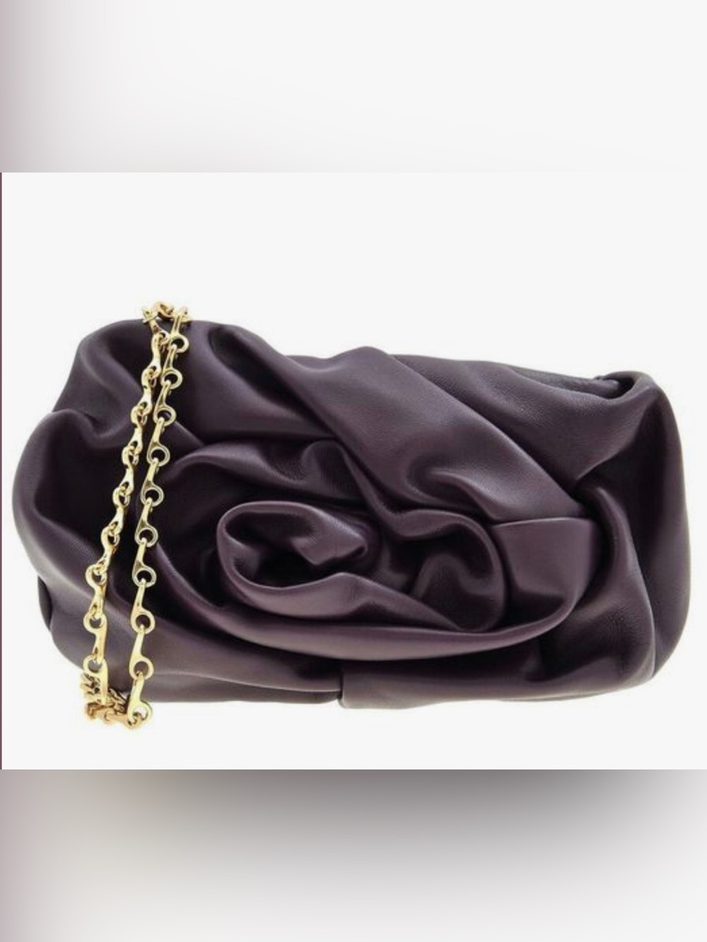 Burberry Purple Nappa Leather Rose Clutch w/ Crossbody Chain Strap NWT